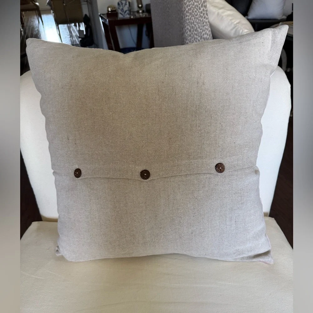 West Elm Linen Velvet Rose Accent Pillow 24”x24”